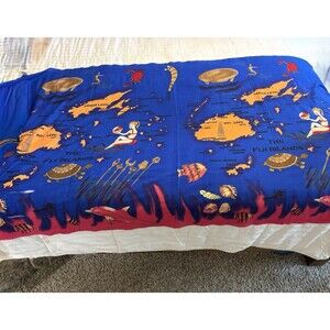 Vintage FIjI Souvenir Map PRINT Large Fabric Panel Or Oversized Beach Beach Wrap